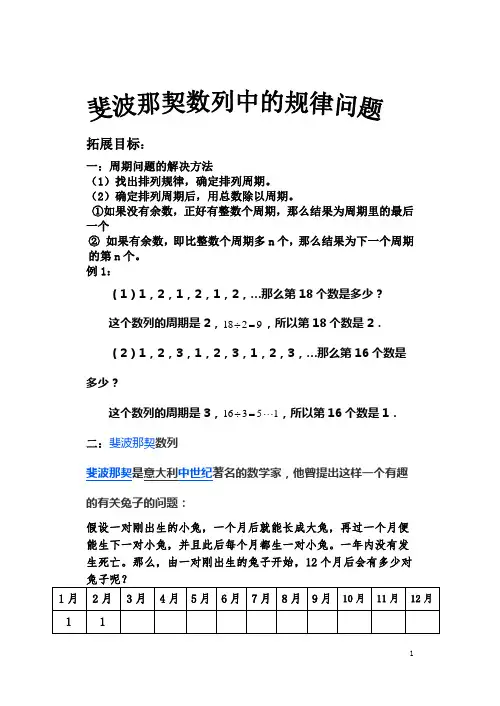 (完整版)小学奥数斐波那契数列典型例题