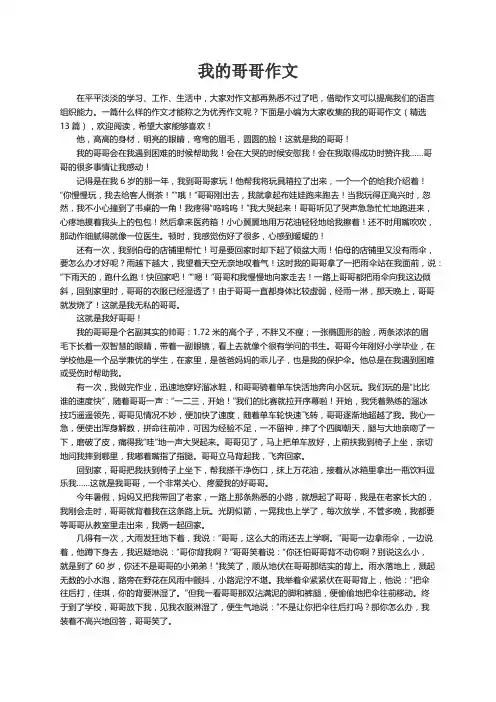 我的哥哥作文（精选13篇）