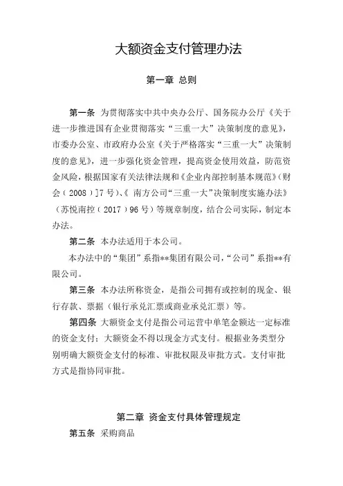 大额资金支付管理办法