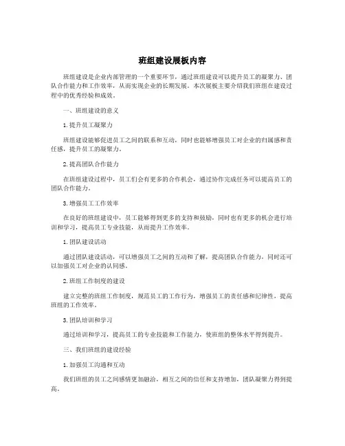 班组建设展板内容