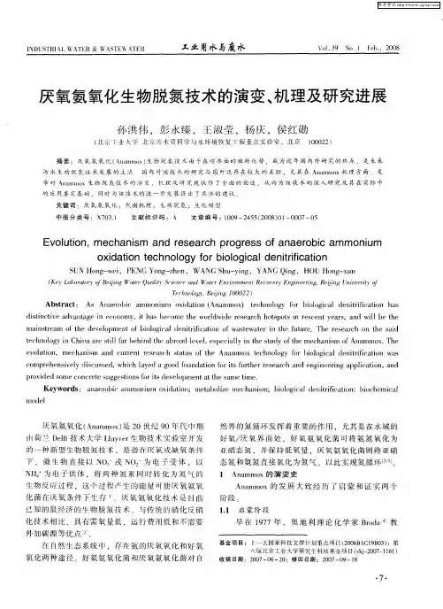 厌氧氨氧化生物脱氮技术的演变、机理及研究进展