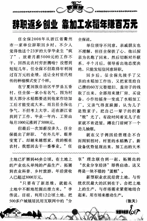 辞职返乡创业 靠加工水稻年赚百万元