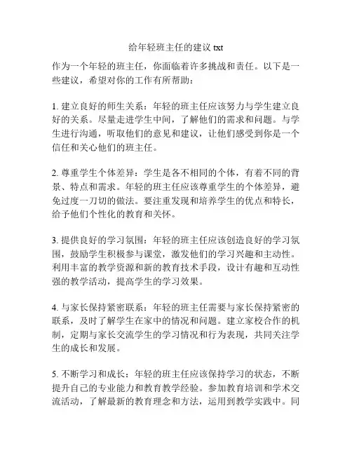 给年轻班主任的建议txt