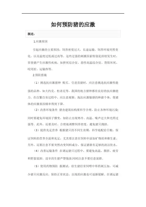 如何预防猪的应激