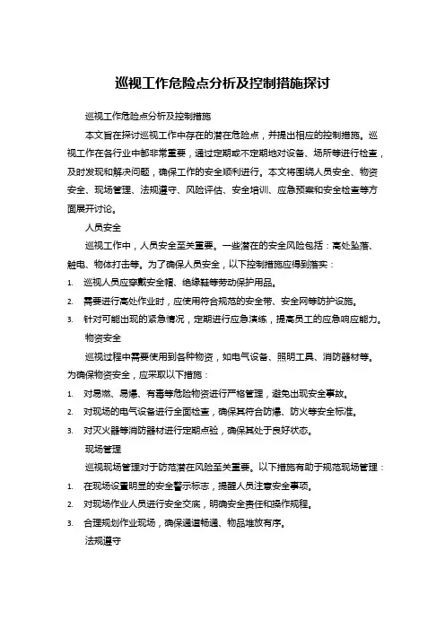 巡视工作危险点分析及控制措施探讨