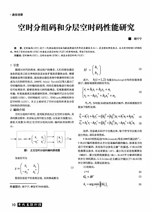 空时分组码和分层空时码性能研究