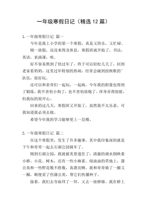 一年级寒假日记(精选12篇)