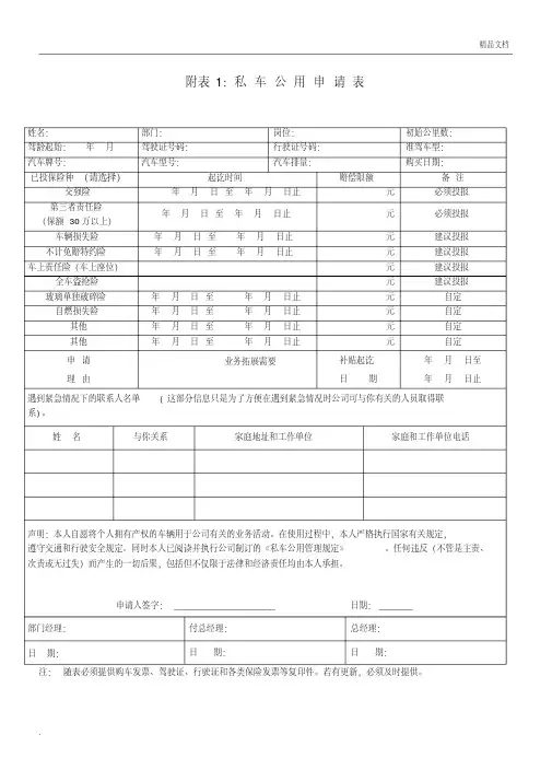 私车公用申请