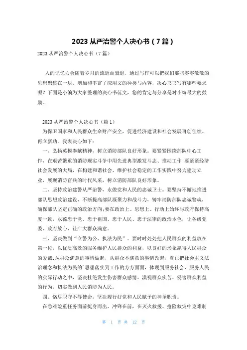 2023从严治警个人决心书(7篇)