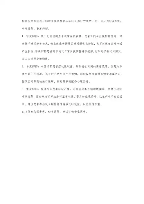 抑郁等级划分标准