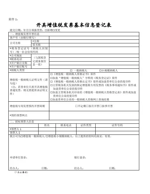 开具增值税发票基本信息登记表