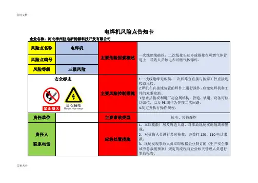 设备危险源辨识风险点告知卡