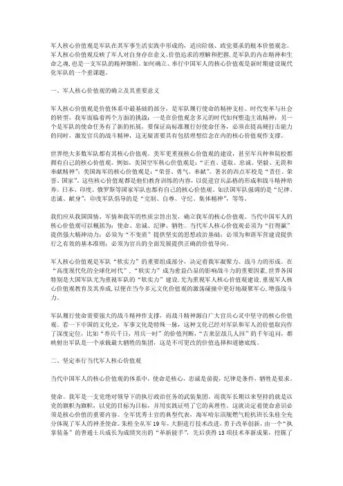 当代革命军人核心价值观