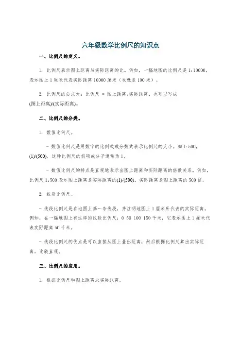六年级数学比例尺的知识点