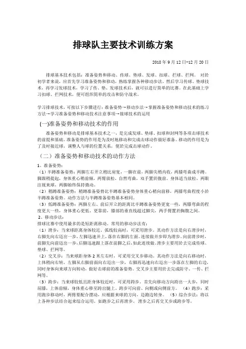 排球训练方案-技术动作