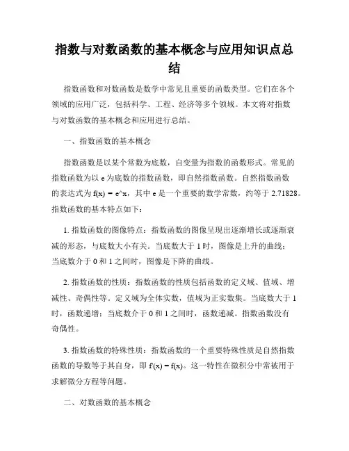 指数与对数函数的基本概念与应用知识点总结