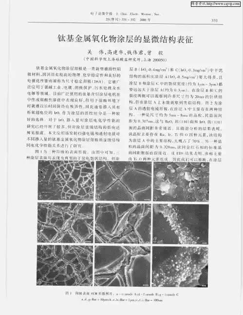 钛基金属氧化物涂层的显微结构表征