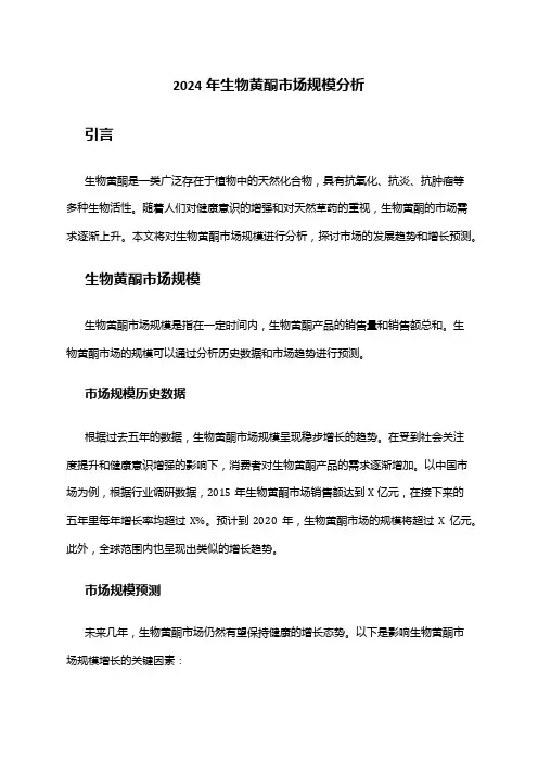 2024年生物黄酮市场规模分析
