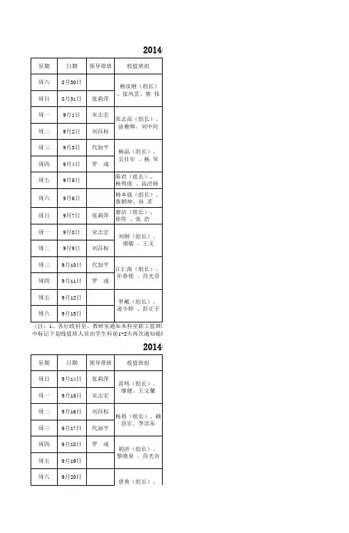校值班晚自习安排表