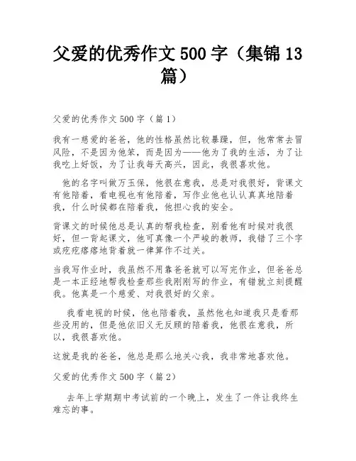 父爱的优秀作文500字(集锦13篇)