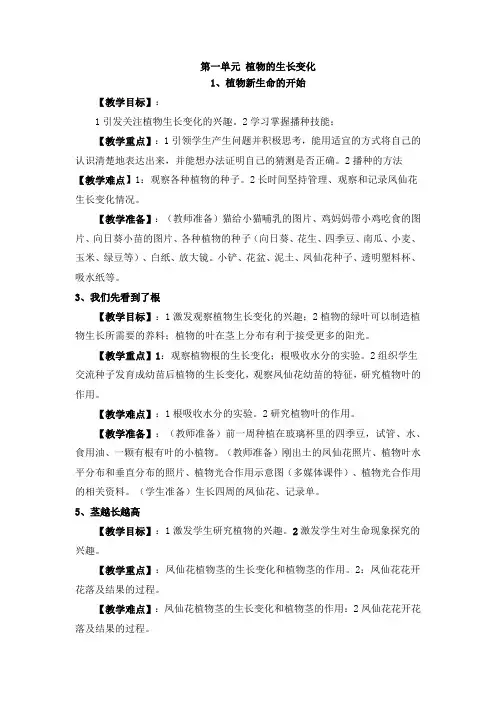 第一单元 植物的生长变化
