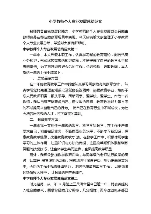 小学教师个人专业发展总结范文
