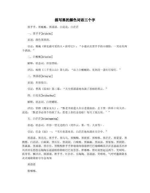 描写黑的颜色词语三个字