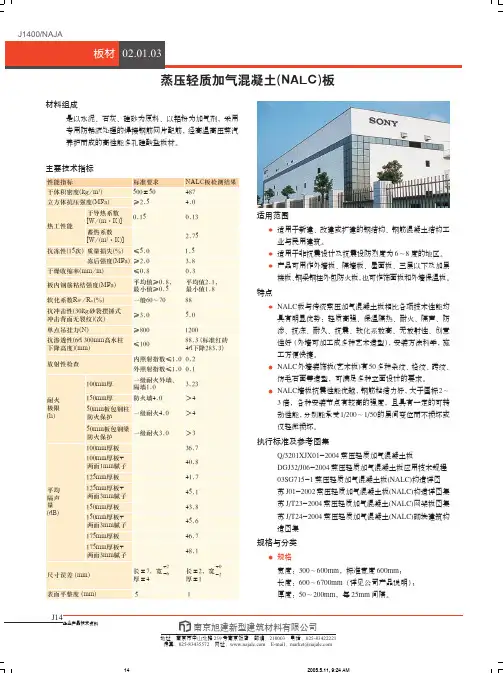 蒸压轻质加气混凝土(NALC)板
