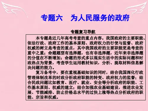 高考政治二轮复习 专题六 为人民服务的政府课件 新人教版