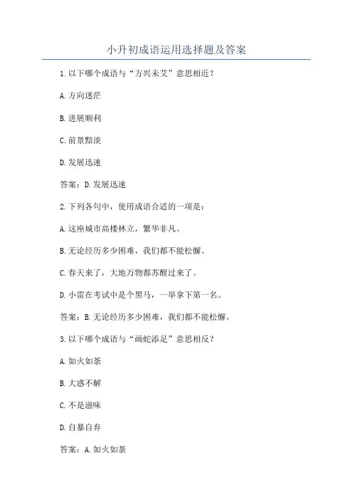 小升初成语运用选择题及答案