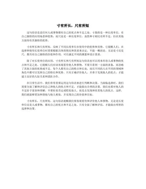 寸有所长,尺有所短