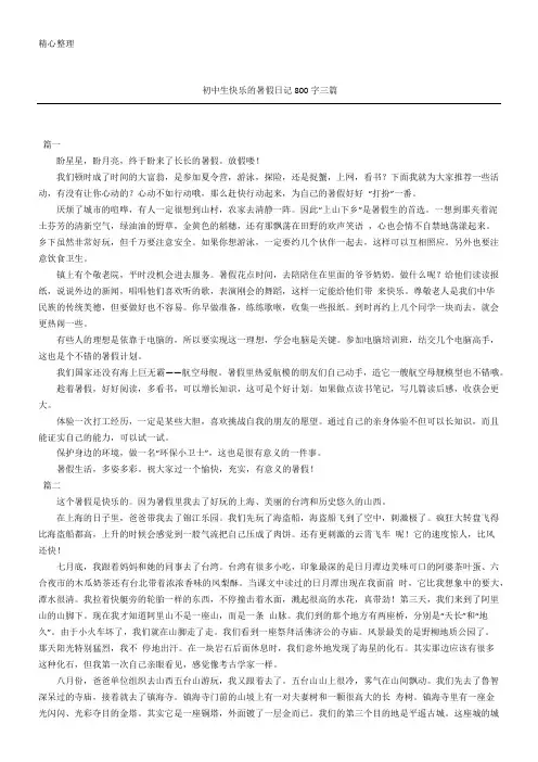 初中生快乐的暑假日记800字三篇