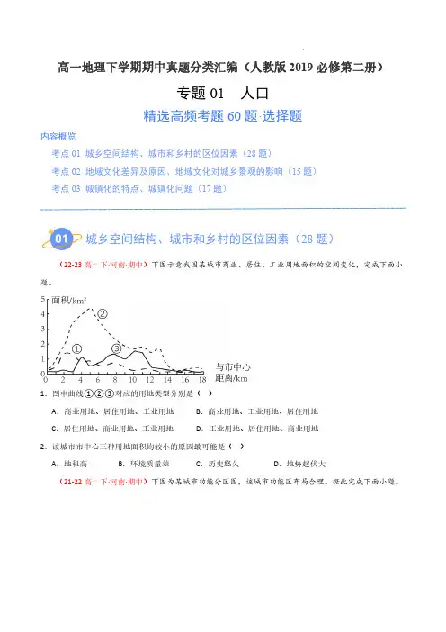 2024学年高一地理真题分类汇编(湘教版2019必修2)城镇和乡村(高频选择题60题)(解析版)