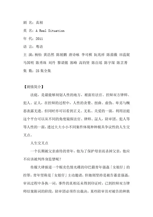 电视剧《真相》剧情介绍
