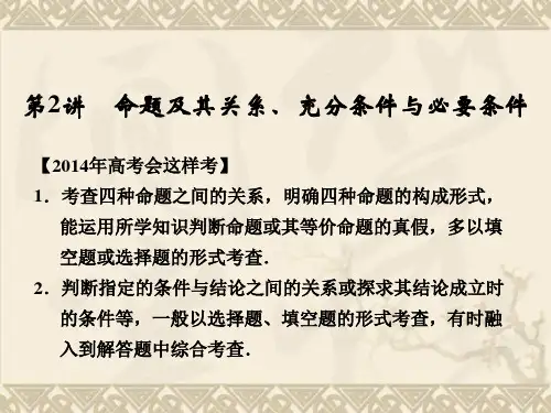 【配套课件】《创新设计·高考一轮总复习》数学 人教A版(理)第一篇 第2讲 命题及其关系、充分条