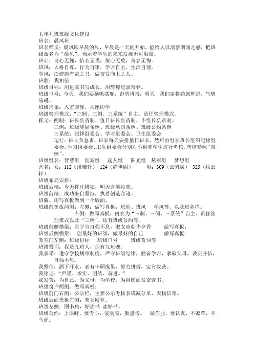 7.9班级文化建设