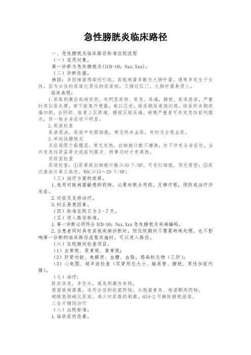 急性膀胱炎临床路径