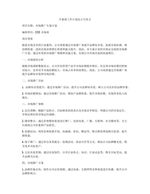 专案或工作计划怎么写范文