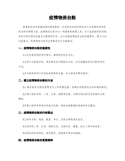 疫情物资台账
