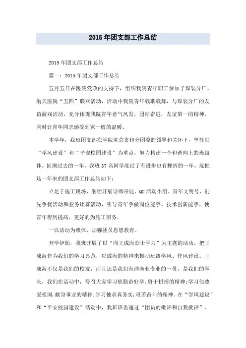 2015年团支部工作总结
