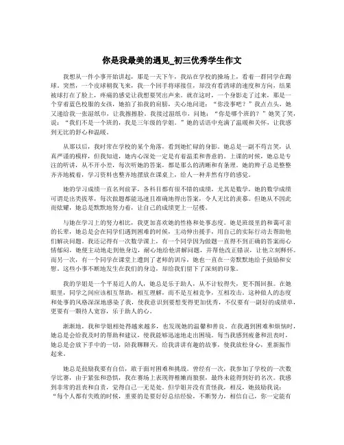 你是我最美的遇见_初三优秀学生作文