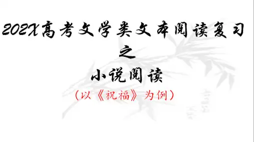 高考文学类文本阅读复习之小说阅读课件