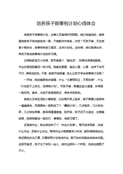 培养孩子做事有计划心得体会