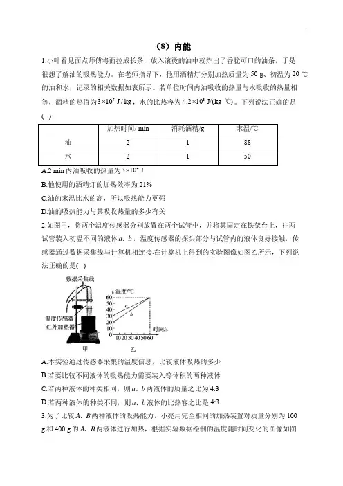 初中物理专题培优卷(8)内能