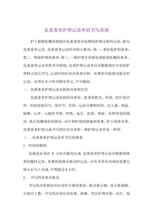 危重患者护理记录单【范本模板】