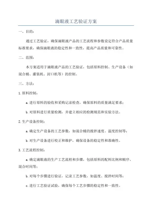 滴眼液工艺验证方案