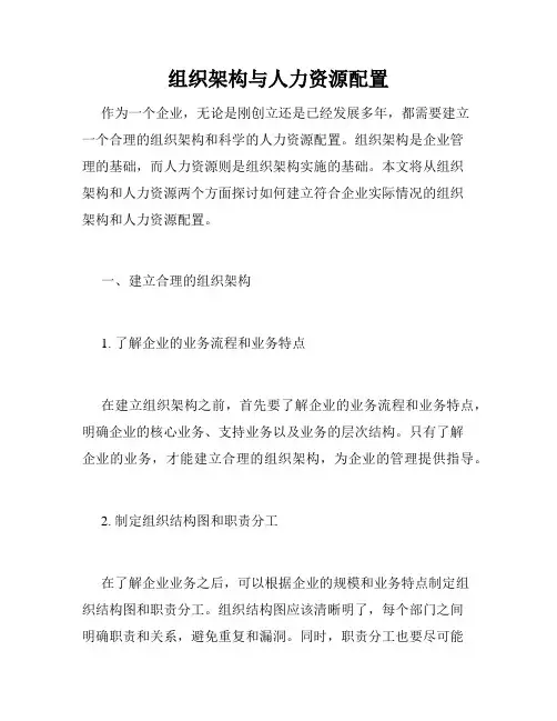 组织架构与人力资源配置