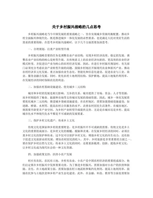 关于乡村振兴战略的几点思考