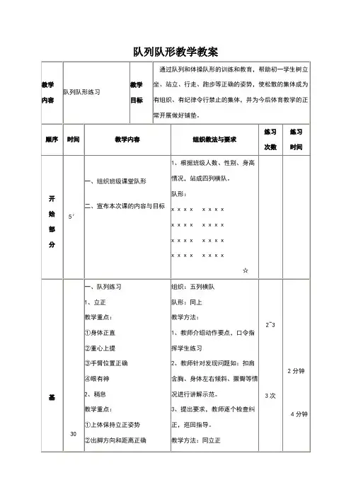 队列队形教学教案