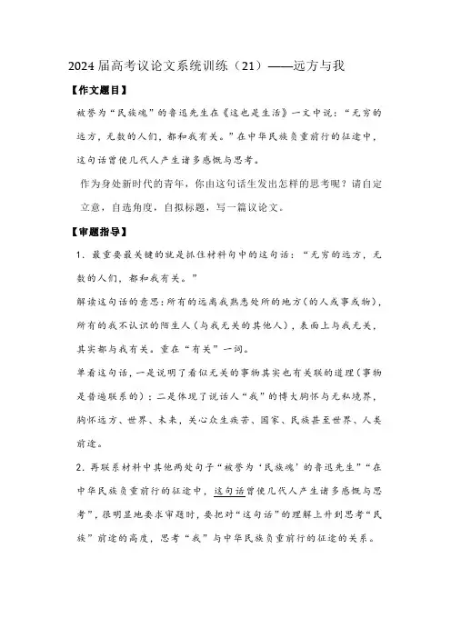 2024届高考议论文系统训练(21)——远方与我